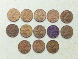 Magyarország 13 db Különböző Érme 2 Forint 1970-1989