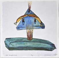 Ef Zámbó István - Ufó kolbásszal 30 x 30 cm computer print, merített papír
