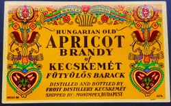 Régi magyar italcímke (Kecskeméti barasck - Monimpex)