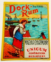 Régi Dock rum italcímkéje (Unicum Lukőrgyár)