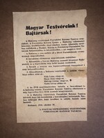 Hungarian Comrades! Comrades! 1956 Flyer