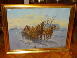 VISKI JÁNOS (SZOKOLYA 1891-   ):LOVASSZÁNON ( TÉLI HÁRMASFOGAT)