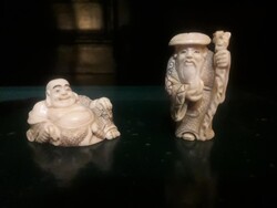 2 db. régi miniatűr csont faragás... Japán netsuke / szobor