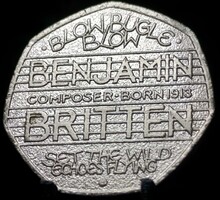 Egyesült Királyság 50 penny, 2013 100. Évforduló - Sir Benjamin Britten születése E02B1V