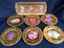 French Sarreguemines Majolica Sandwich Set 6 + 1 Pieces. Open to offers!