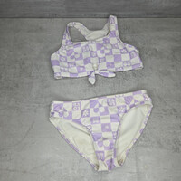 Wonder Nation lila-fehér kockás lány bikini, 7-8 év
