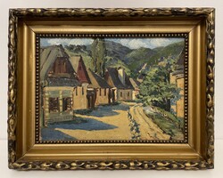 GARANTÁLTAN EREDETI! Kastaly István (1892-1911) Nagybánya olaj, karton festmény! Élőben gyönyörű!