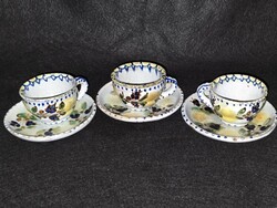 Hollóházi majolica rare coffee cups 3 pcs