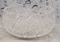Hatalmas, nehéz ólomkristály tál / kínáló (25 cm, 3 kg) – Kézzel csiszolt