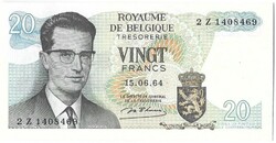 20 frank francs 1964 Marcel d'Haeze Belgium 3. Gyönyörű
