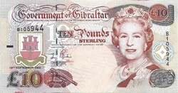 10 font pound pounds 2002 Gibraltár Erzsébet királynő Gyönyörű