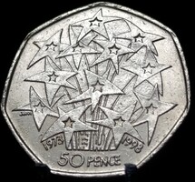 Egyesült Királyság 50 penny, 1998 25. Évforduló - Nagy-Britannia EU-hoz Csatlakozása C03D1V