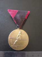 Vasas tornász bajnokság 1957-ből I. helyezett, saját szalagon, aranyozott