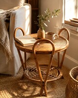 Vintage Two-Story Rattan Coffee Table Japan, 1970s