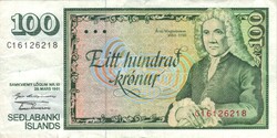 100 krónur korona 1961 mars 20. Izland signo 48 Gyönyörű