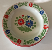 5 DB ALFÖLDI PORCELÁN MAGYAR NÉPI MOTÍVUMOS MÉLY TÁNYÉR KÉSZLET