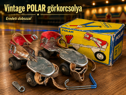 Vintage POLAR-Werke adjustable metal roller skates pair with original box – 1960s