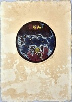 Ef Zámbó István - Felhős éjszaka 46 x 33 cm színezett linómetszet, merített papír