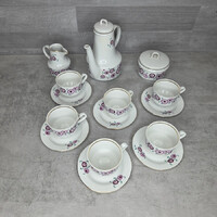 Henneberg porcelán lila virágmintás kávéskészlet