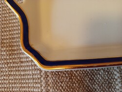 Blue Sandwich Plate with Gold Border