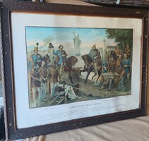 1848/49-es kőnyomat pár eredeti keretben – Talpra Magyar és Aradi Vértanúk (Bellony L., 85x69