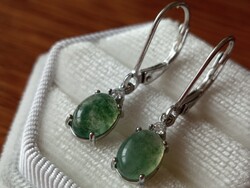 Természetes mohaachát fülbevaló – 925 sterling ezüst