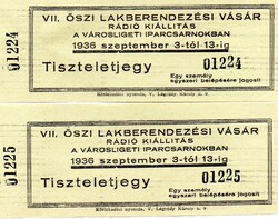 Tiszteletjegy: Lakberendezési vásár Budapest, 1936.
