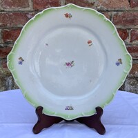 Régi Hollóházi porcelán virágos süteményes tál - kínáló tál - tál - tányér