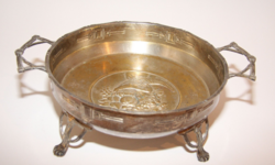 Silver-plated fruit bowl with angel holding flowers in the center