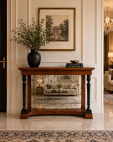 Unique Neoclassical / Biedermeier Console Table with Antique Mirror Insert