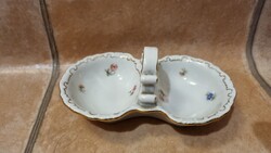 Zsolnay Small Flowered, Gold-Decorated Porcelain Salt / Spice Shaker (70s)