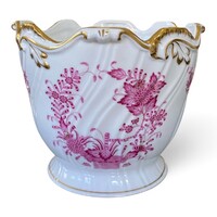 Herendi porcelán kaspó-Indiai kosár(purpur)