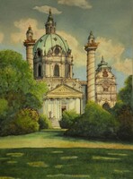 (K) Olvashatatlan jelzés (20.sz.közepe) : Károly-templom, Bécs