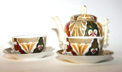 .Art deco porcelán teáskészlet 2 személyes