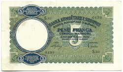 5 franga 1939 Albánia Gyönyörű