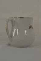 Retro Csehszlovák Porcelán Kancsó / Nagy Bögre – Virágmintás és Aranyozott-A379