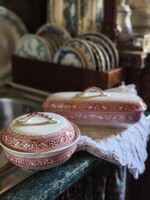 Antique faience toothbrush and soap holder
