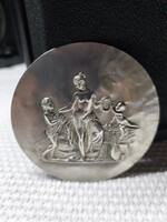 Antique embossed silver-plated copper plaque / wall decoration – Vogel mark (turn of the century)