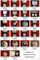 22-piece Hungarian silver commemorative coin collection – 572 g total weight – includes several Proof, certified pieces