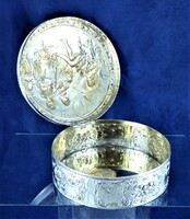 KÁPRÁZATOS, ANTIK, EZÜST SÜTIS, KEKSZES DOBOZ, NÉMET, CA. 1890!!!
