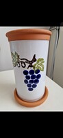 Original Italian or Spanish Perfect Glazed Terracotta Wine Cooler, 22cm Tall, 12cm Diameter