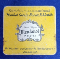 Mentanol Kokainos Fémdoboz – Dr. Wander Gyógyszergyár  1920 -40 évk között