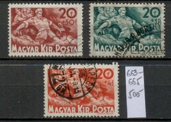 M113 - Horthy-korszak 1940 Árvíz II. sorozat darabjai, MBK 663-665, pecsételt