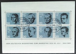 Nb3p / Németország 1964 A Hitler elleni merénylet 20. évfordulója blokk pecsételt
