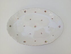 Régi TK Thun nagy méretű csehszlovák porcelán 38,5 cm ovális sültes tál apró virágos