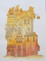 Molnár Gabriella - Ház 34 x 25 cm akvarell, papír