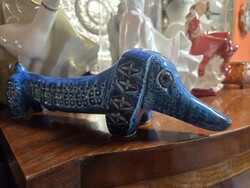 Ritka Vintage BITOSSI „Rimini Blu” Kerámia Tacskó – Aldo Londi, Italy (1960s)