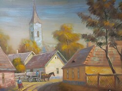 Réti Mátyás/1922-2002/Dobi utca /Tiszadob, a Művèsz szülőfaluja/festmény