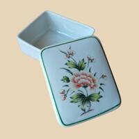 Hollóházi porcelán ékszertartó, bonbonier – hortenzia mintás