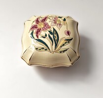 Zsolnay Exclusiv kézzel festett orchideás bonbonier – repesztett máz, aranyozás